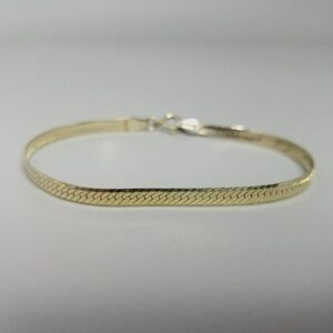 Vintage Danecraft Sterling Silver Herringbone Flat Chain Bracelet, Gold Wash